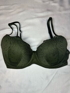 PINK Victoria's Secret Olive Lace Push Up Bra
